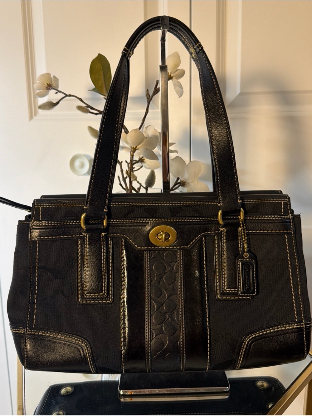 Coach Y2K Hamptons black satchel bag with hang tag and dustbag -excellent!